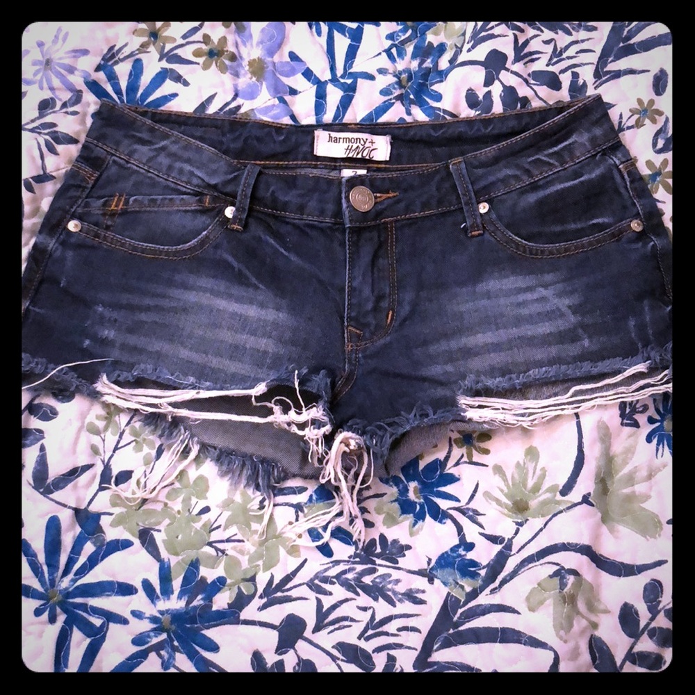 Ripped Denim Short Shorts